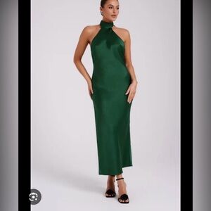 Meshki Paulette Satin Midi Dress With Bow